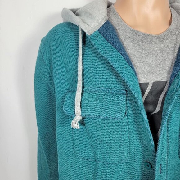 BDG Urban Outfitters Men's 100% Cotton Textured Button Jacket, Grey Hood Size S - Picture 3 of 12